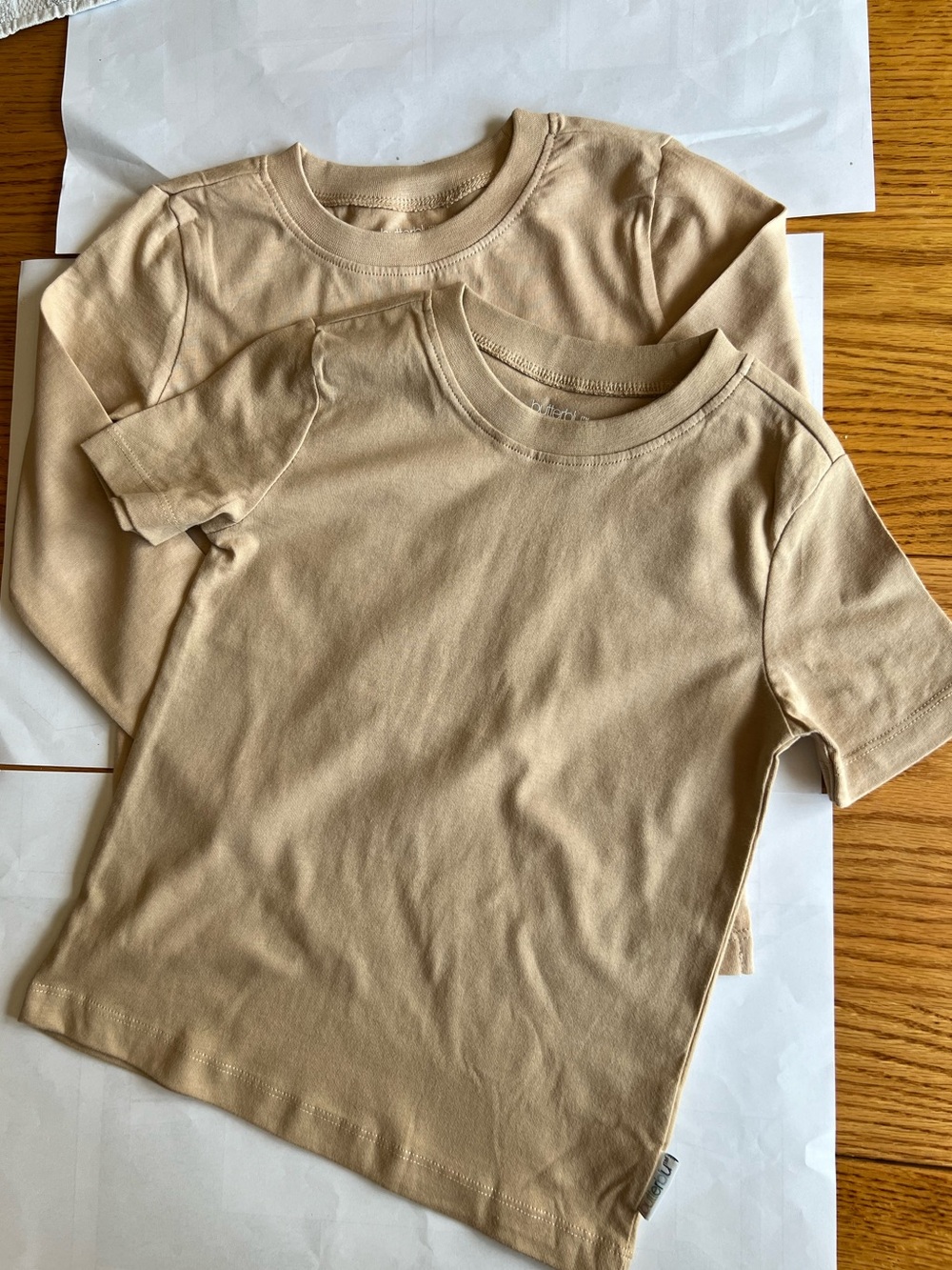 Butterblu organic cotton Kids Short Sleeve and long sleeve Tees in Beige